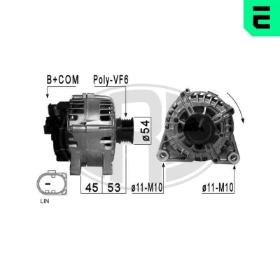 Bilde av ERA 210876A Dynamo 14V 120A FORD: FOCUS 3, 3 Turnier, Transit Connect V408 Van, VOLVO: V50, C30, S40 II
