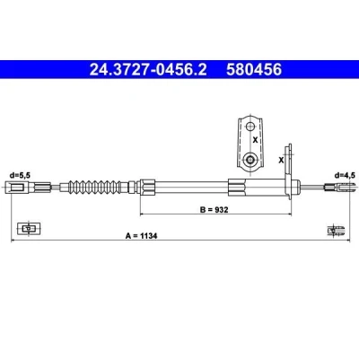 Bilde av ATE 24.3727 0456.2 Bremsekabel 1134