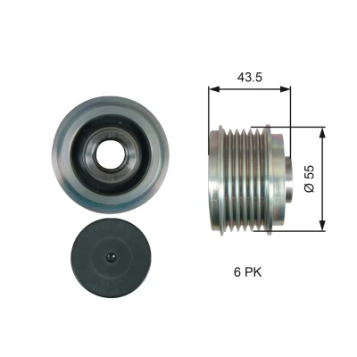 Bilde av GATES OAP7219 Frihjul Dynamo 43,5 FleetRunner Micro V Stretch Fit RENAULT: MEGANE 3, 2, 3 Grandtour