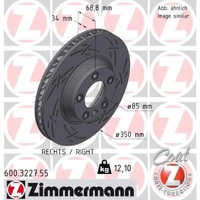Bilde av ZIMMERMANN BLACK Z 600.3227.55 Bremseskiver 350 34 6/5 5 130 innvendig ventilert, med sliss belagt høy karbon PORSCHE: Cayenne, AUDI: Q7