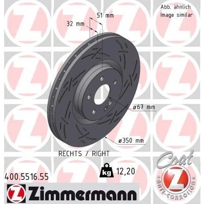 Bilde av ZIMMERMANN 400.5516.55 Bremseskiver 350 32 6/5 5 112 innvendig ventilert, med sliss belagt MERCEDES BENZ: A Klasse, CLA Coupé, GLA