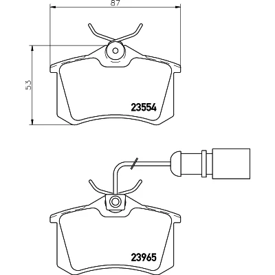 Bilde av HELLA 8DB 355 018 601 Bremseklosser med integrert slitasjevarselkontakt bremsecaliperskruer VOLKSWAGEN: Sharan I, SEAT: Alhambra I