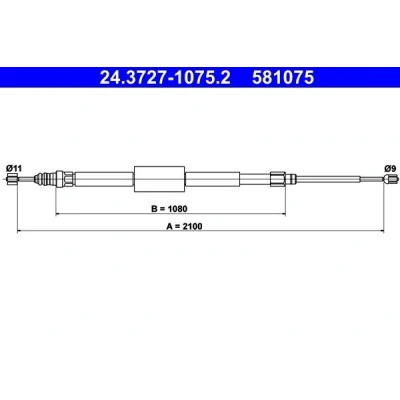 Bilde av ATE 24.3727 1075.2 Bremsekabel 2100 RENAULT: GRAND SCENIC 2