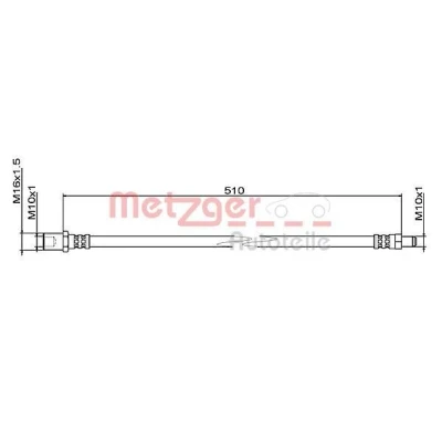 Bilde av METZGER 4111494 Bremseslange framaksel venstre, høyre 510 M10x1 IVECO: DAILY 4 Kasten/Kombi