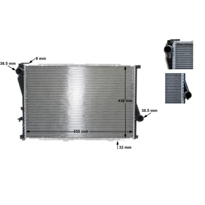 Bilde av MAHLE ORIGINAL CR 296 000S Radiator for kjøretøy med/uten klimaanlegg 650 438 34 Kjøleribber loddet BMW: 5 Sedan, 7, Touring