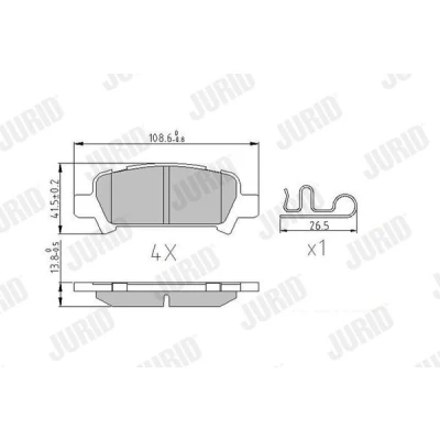 Bilde av JURID 572424J Bremseklosser ikke klargjort for slitasjeindikator uten tilbehør SUBARU: Legacy 4, Forester II, Outback III