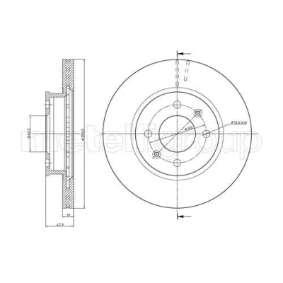 Bilde av METELLI 23 0788 Bremseskiver 255,7 19,0 4 62,2 ventilert HYUNDAI: Getz