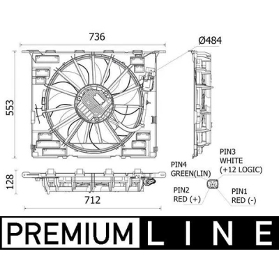 Bilde av MAHLE ORIGINAL CFF 535 000P Kjølevifte 484 12 600 elektrisk med ramme