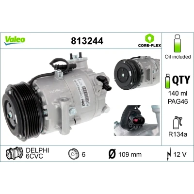 Bilde av VALEO 813244 Kompressor 6CVC 12 PAG 46 R 134a med kompressorlje OPEL: Zafira C Tourer