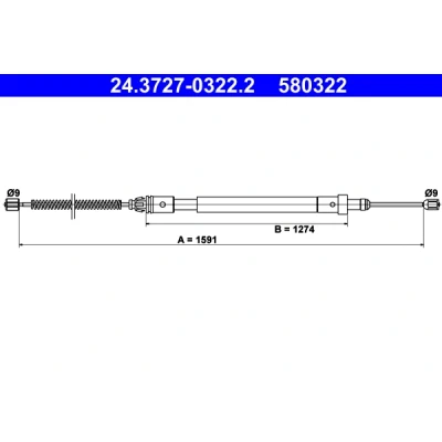 Bilde av ATE 24.3727 0322.2 Bremsekabel 1591