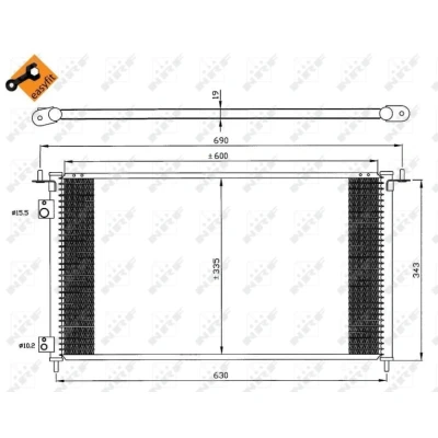 Bilde av NRF EASY FIT 35636 Kondensator med tetningsring 15,5 10,2 Aluminium 600