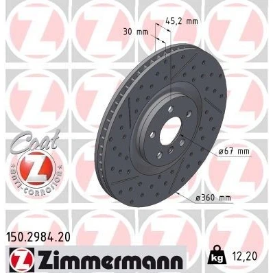 Bilde av ZIMMERMANN 150.2984.20 Bremseskiver 360 30 6/5 5 112 innvendig ventilert, nedsenket, med sliss belagt høy karbon