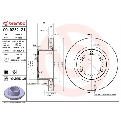 Bilde av BREMBO 09.D352.21 Bremseskiver 325 30 6 innvendig ventilert belagt høy karbon VOLKSWAGEN: Crafter Van