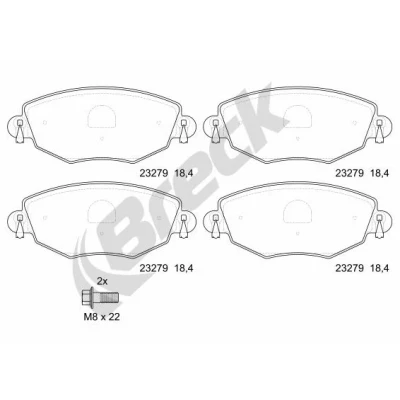 Bilde av BRECK 23279 00 701 10 Bremseklosser ikke klargjort for slitasjeindikator FORD: MONDEO 3 Kombi, 3, Stufenheck, JAGUAR: X Type Sedan