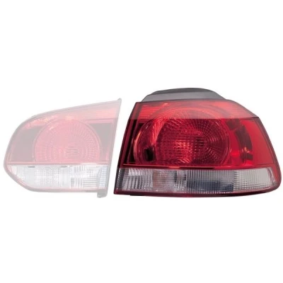 Bilde av HELLA 2SD 009 922 101 Baklykter høyre ytre del W16W, WY21W 12 Rød, hvit med lyspære pæreholder VOLKSWAGEN: GOLF 6