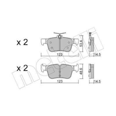 Bilde av METELLI 22 1040 2 Bremseklosser ekskl. slitasjevarselkontakt FORD: Mondeo 5 Kombi, S Max Mk2, 5, FORD USA: Edge Mk2