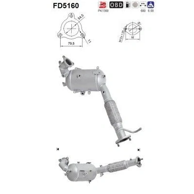 Bilde av AS FD5160 Partikkelfilter Euro 5 Cordierit MITSUBISHI: OUTLANDER 3, ASX SUV